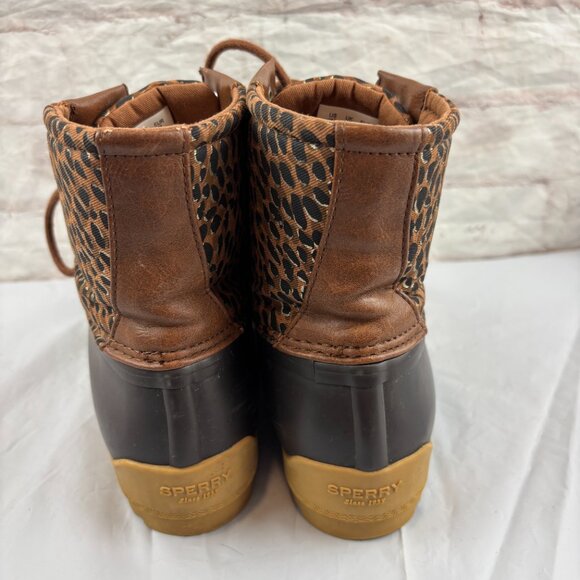 Sperry Girls Youth 6 Leopard Print Waterproof Rubber Port Duck Boots - Picture 8 of 11